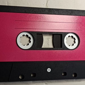 Large berry pink retro cassette tape 3D wall art / 3D retro wall art 80s wall art / Vintage Sign 80's décor image 2