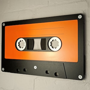 Large orange retro cassette tape 3D wall art / 3D retro wall art 80s wall art / Vintage Sign 80's décor image 5