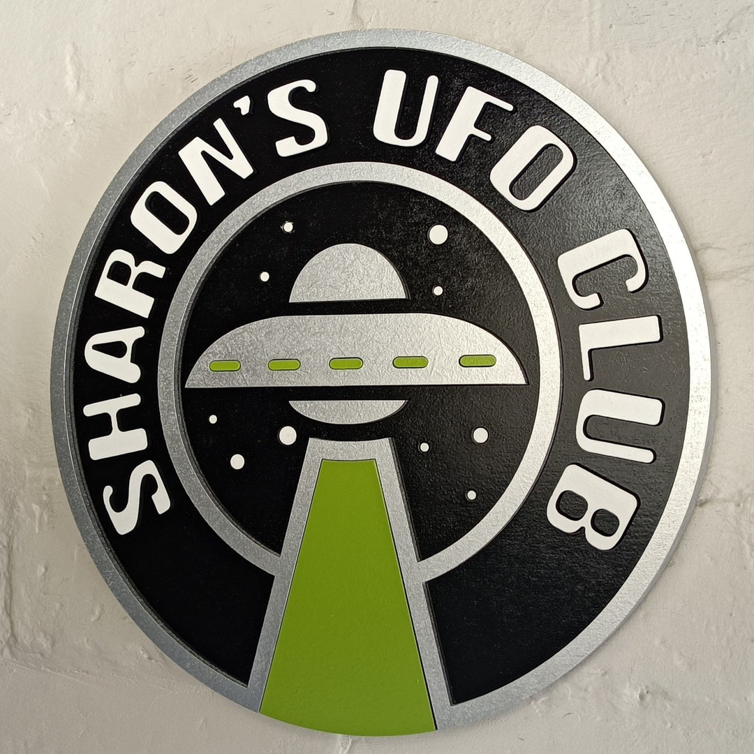 Personalised Ufo Logo Wall Sign Custom Alien Plaque Spaceship 