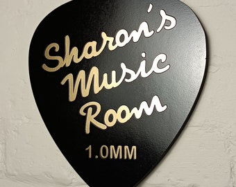 Personalised Guitar Plectrum Wall Sign: Custom Music Room Decor, Musician Gift