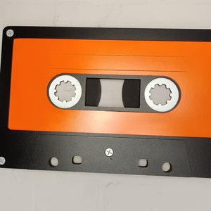 Large orange retro cassette tape 3D wall art / 3D retro wall art 80s wall art / Vintage Sign 80's décor image 10