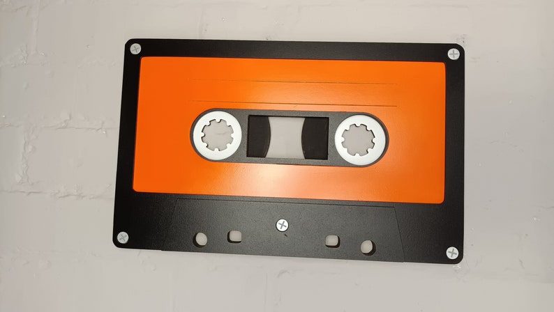 Large orange retro cassette tape 3D wall art / 3D retro wall art 80s wall art / Vintage Sign 80's décor image 10