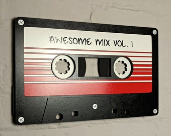 Large red & white lined  retro cassette tape 3D wall art / 3D retro wall art 80s wall art / Vintage Sign 80's décor