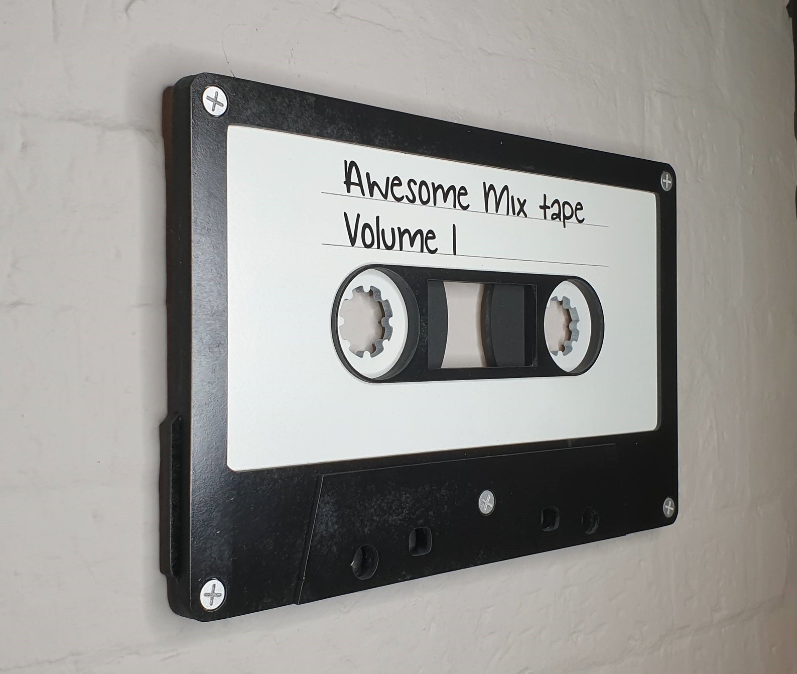 Large white retro cassette tape 3D wall art / 3D retro wall Etsy