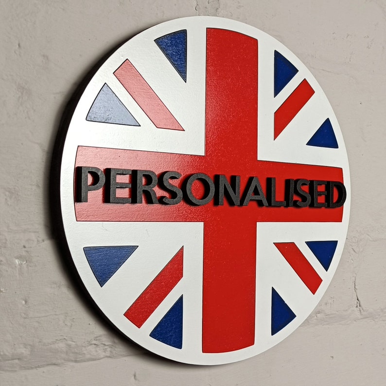 Personalised round Union Jack flag sign / family name plaque wall art / Christmas, anniversary, birthday gift idea image 9