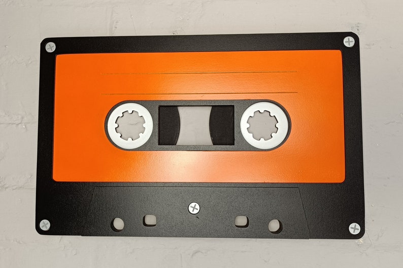 Large orange retro cassette tape 3D wall art / 3D retro wall art 80s wall art / Vintage Sign 80's décor image 3