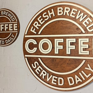 Large Fresh Brewed Coffee sign  / wooden kitchen wall art /  coffee bar sign UK, Coffee lover, coffee décor,  coffee shop, housewarming gift