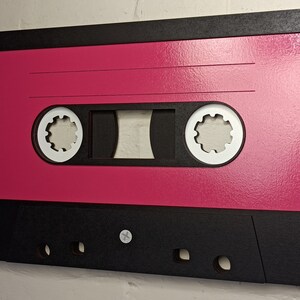 Large berry pink retro cassette tape 3D wall art / 3D retro wall art 80s wall art / Vintage Sign 80's décor image 6