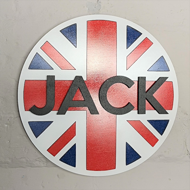 Personalised round Union Jack flag sign / family name plaque wall art / Christmas, anniversary, birthday gift idea image 7