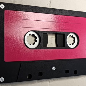 Large berry pink retro cassette tape 3D wall art / 3D retro wall art 80s wall art / Vintage Sign 80's décor image 9