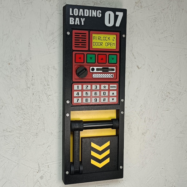 Sci-Fi Loading Bay Control Panel: 3D Prop Replica, Futuristic Wall Art
