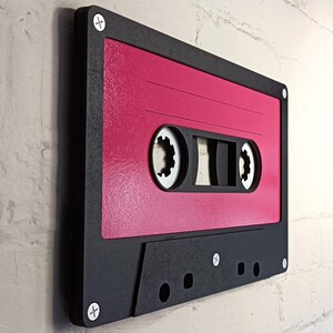 Large berry pink retro cassette tape 3D wall art / 3D retro wall art 80s wall art / Vintage Sign 80's décor image 7