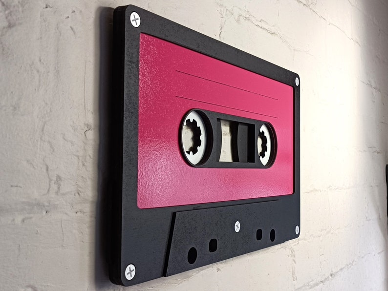 Large berry pink retro cassette tape 3D wall art / 3D retro wall art 80s wall art / Vintage Sign 80's décor image 7