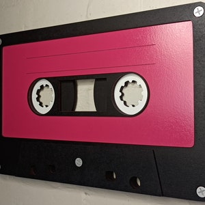 Large berry pink retro cassette tape 3D wall art / 3D retro wall art 80s wall art / Vintage Sign 80's décor image 10