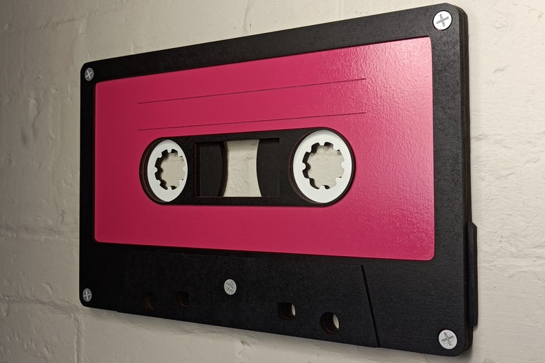 Large berry pink retro cassette tape 3D wall art / 3D retro wall art 80s wall art / Vintage Sign 80's décor image 10