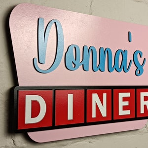 Personalised 50's style American diner sign - Personalised retro kitchen sign - custom café restaurant plaque