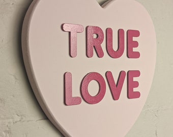 Large personalised love heart sign - wall hanging Heart plaque - vintage  / retro / nostalgic anniversary, wedding, birthday gift