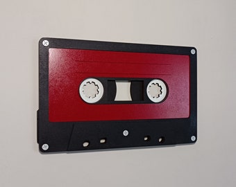 Large red retro cassette tape 3D wall art / 3D retro wall art 80s wall art / Vintage Sign 80's décor
