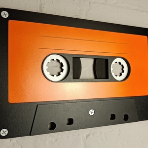 Large orange retro cassette tape 3D wall art / 3D retro wall art 80s wall art / Vintage Sign 80's décor image 8