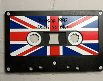 Large Union Jack red, white & blue retro cassette tape 3D wall art / 3D retro wall art 80s wall art / Vintage Sign 80's décor