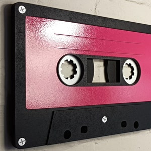 Large berry pink retro cassette tape 3D wall art / 3D retro wall art 80s wall art / Vintage Sign 80's décor image 5