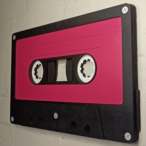 Large berry pink retro cassette tape 3D wall art / 3D retro wall art 80s wall art / Vintage Sign 80's décor image 8