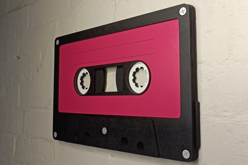 Large berry pink retro cassette tape 3D wall art / 3D retro wall art 80s wall art / Vintage Sign 80's décor image 8