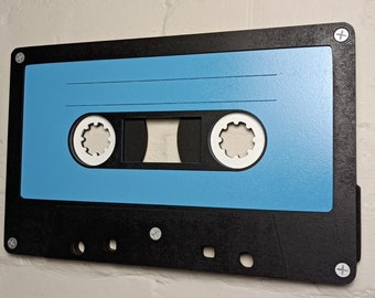 Large blue retro cassette tape 3D wall art / 3D retro wall art 80s wall art / Vintage Sign 80's décor