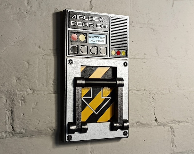Sci-Fi Airlock Door Control Panel: 3D Prop Replica, Futuristic Wall Art