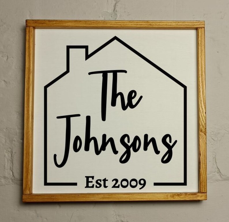 Personalised wooden framed established home family sign wedding / anniversary / house warming / Christmas gift image 2