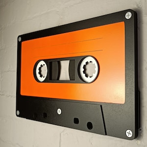 Large orange retro cassette tape 3D wall art / 3D retro wall art 80s wall art / Vintage Sign 80's décor image 6