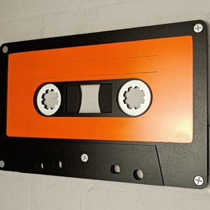 Large orange retro cassette tape 3D wall art / 3D retro wall art 80s wall art / Vintage Sign 80's décor image 2