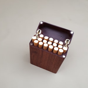 Custom mahogany wood cigarette case for 18x standard size cigarettes