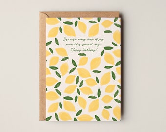 A6 Lemon themed Birthday Card 'Squeeze every drop of joy from this special day. Happy birthday!'