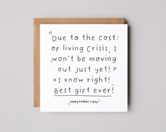 Father's Day card | Funny Father's Day Card | Moving out Father's Day card | Funny Dad Card | British Humour | Dad Gift | Cost of living