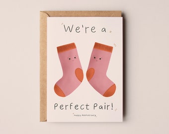 Cute Anniversary Greeting Card | 'Perfect Pair' Socks Pun Card | Greeting Cards | Anniversary card | Anniversary Gift for her | funny card