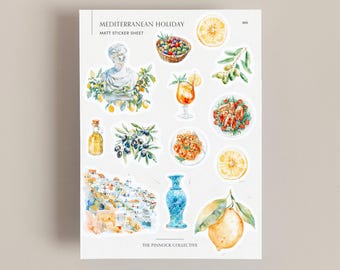 Sticker Sheet | Greece Stickers | Travel Journal | Travelling stickers | Aesthetic Stickers | mediterranean | Holiday journal | Scrapbook