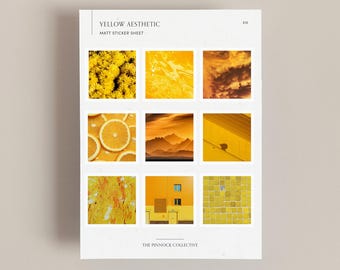 Mini Yellow aesthetic themed Sticker sheet, perfect for journaling and scrapbooking, Yellow stickers, Framed Sticker, Colour themed sticker