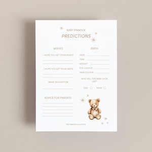 Gepersonaliseerde voorspellingskaarten babyshower | Minimalistische babyshower | Genderneutraal | Eenvoudig | Babyshowerspellen