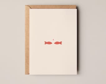 Carte de Saint-Valentin | Poisson amoureux minimaliste | Saint-Valentin | Carte de voeux A6 | Anniversaire | Carte de mariage | Cartes pour elle | Carte compagnon