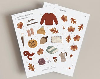 46 adesivi autunnali per album di ritagli per bambini e adolescenti, adesivi autunnali a tema animali, foglia d'acero, fungo, graziosi adesivi per album di ritagli, artigianato, avvolgere notebook