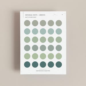Gedempte groene matte cirkel minimale stickers die perfect zijn voor journaling en scrapbooking, saliestickers, minimaal kleurenpalet