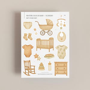 Feuille d'autocollants | Stickers bébé | En attente | Bébé neutre entre les sexes | Tenir un journal bébé | Album pour bébé | Enfant | Journal de bébé | Agenda