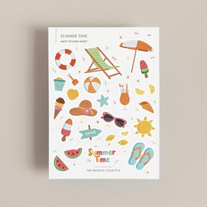 Hoja de pegatinas para planificador con temática de verano / Planificador de verano / Pegatinas de temporada / Pegatinas de verano / Papelería de verano