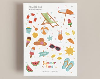 Summer themed Planner Sticker Sheet | Summer Planner | Seasonal Stickers | Summer Stickers | Summer Stationery