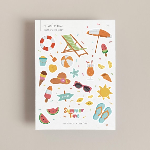 Summer themed Planner Sticker Sheet | Summer Planner | Seasonal Stickers | Summer Stickers | Summer Stationery