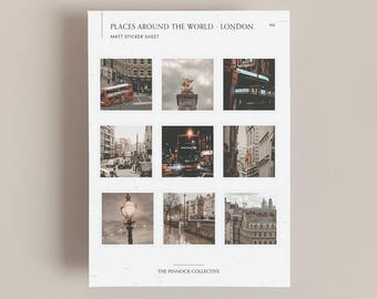 Mini London Aufkleberbogen, perfekt für Journaling und Scrapbooking, London Aufkleber, gerahmte Aufkleber, Standortaufkleber, UK Aufkleber