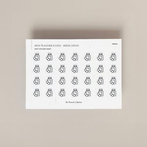 Folha de adesivos de ícones únicos Mini | Adesivos de planejador funcional | Rastreador de medicamentos | Adesivos de lembrete | Perfeito para o planejador Hobonichi