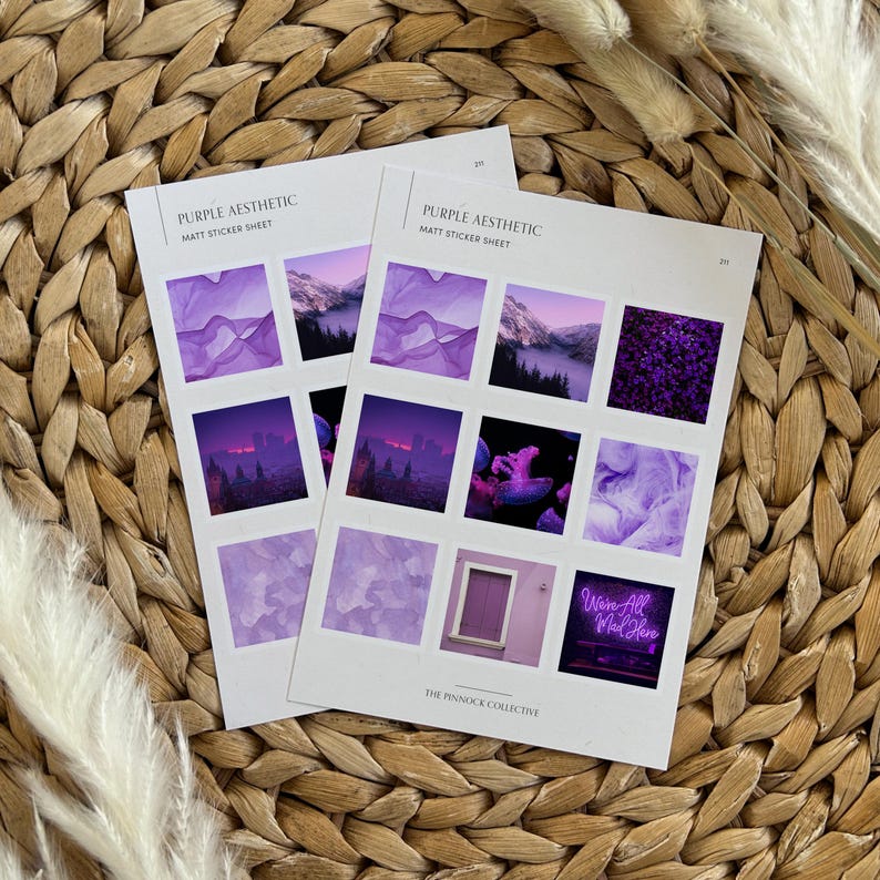 Purple Sticker Design Mini Purple Aesthetic Themed Sticker Sheet, Perfect for Journaling and ...