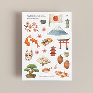 Japan Stickerbogen | Reise-Aufkleber | Japanische Aufkleber | Japan Tokyo Kultur | Ort Aufkleber | Reisetagebuch | Sammelalbum | Süß